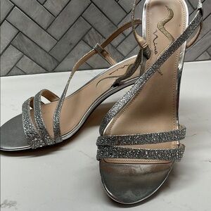 Ina Silver Glitter Strappy Heels